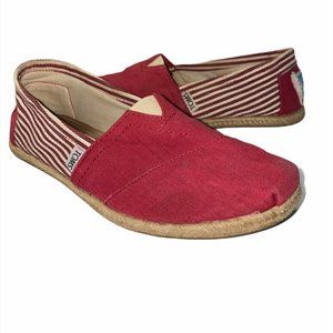 Toms Stripe Espadrille Flat loafers Burgundy Cream
